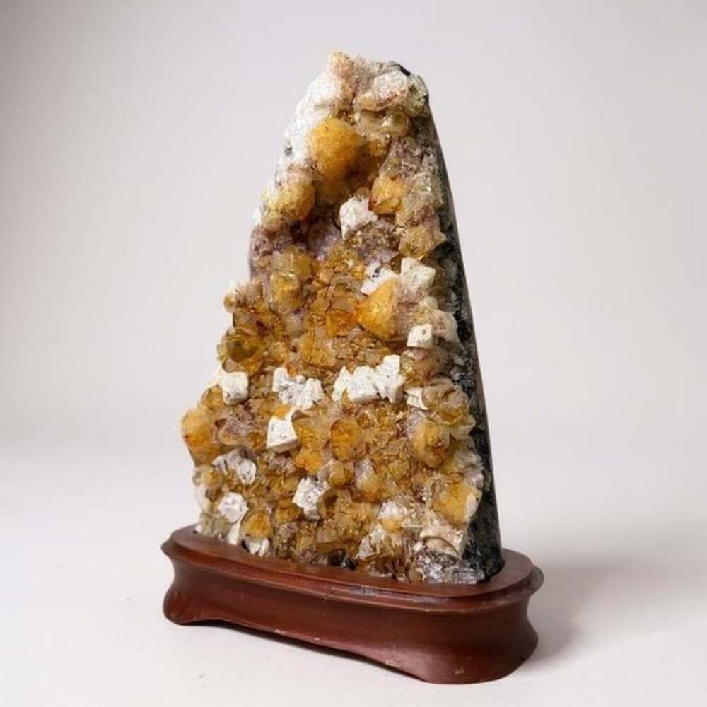 Natural Citrine Accent Piece with Custom Wooden Base